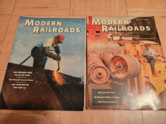 2 Modern Railroads Magazines 1957