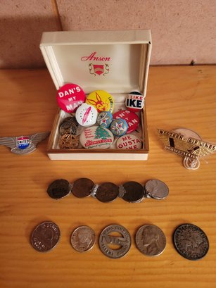 Vintage Pins And Coins