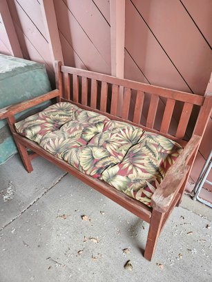 Wooden Outdoor Bench With Cushion