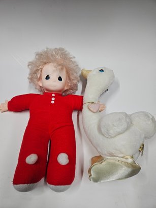 1980s Precious Moments Doll And Plush Duck