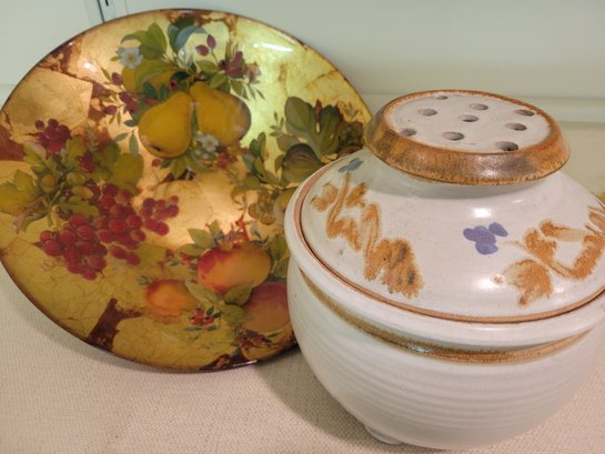 Garlic Keeper Pot And Decorative Bowl