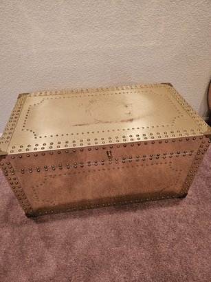 Trunk Line Vtg Gold Brass Studded Trunk