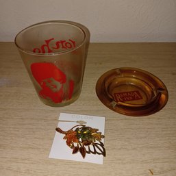 Don Ho Glass & Ramada Ashtray & Brooch