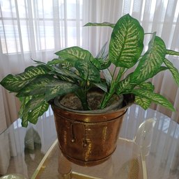 Faux Plant In Brass Planter