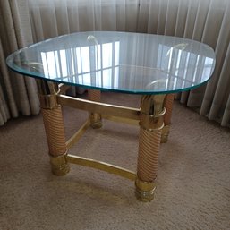 Gold Tone Glass Top Coffee & End Table