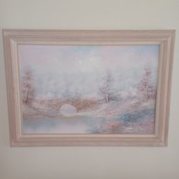 Framed Pink Oil Art On Canvas