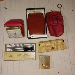 Vintage Cigarette Cases ,clock,rug Needle & More