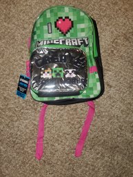 Minecraft Backpack & Detachable Lunch Pack.  Brand New