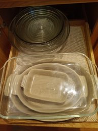 Le Creuset Casserole Dishes, Pyrex Casserole Dish, 11 Glass Bowls, 1 Pie Pan