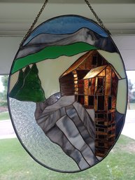 Stained Glass Hanging Art Oval Framed