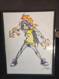 Framed Anime Pencil Hand Drawing