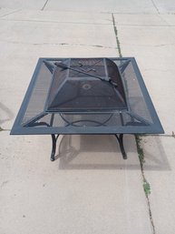 Black Iron Wood Burning Fire Pit W Lid And Screen