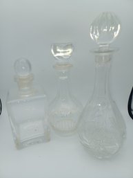 Clear Glass Decanter Bottles 3pcs