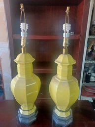 Yellow Crackle Lamps No Shades