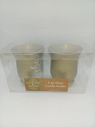 New-Glisten & Glow 2pk Glass Candle Holders