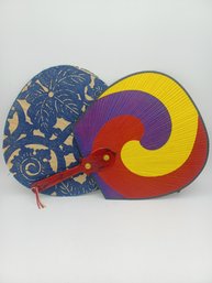 Korean Traditional Colorful Paper & Wood Hand Fans