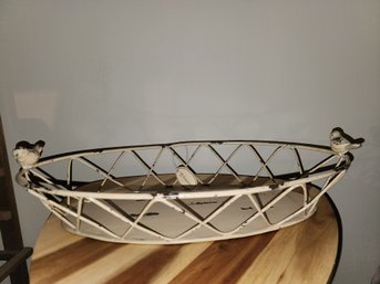 Metal Basket With Bird Handles