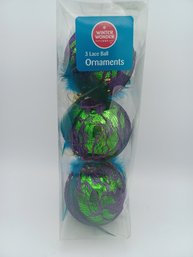 3 Plastic Lace Ball Ornaments