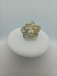 Silvertone Flower Ring Size 5