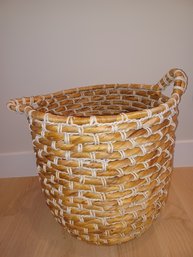 Hand Woven Straw Basket Round With Handles