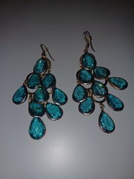 Blue Tear Drop Cluster Pierced  Earring