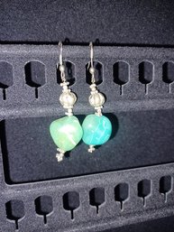 Jade Tone Stone Pierced Earrings