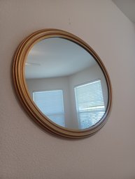 Oval Wooden Gold Tone Mirror