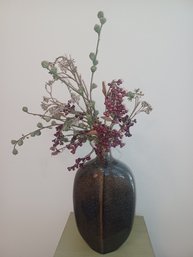 Large Decorative Vase W Floral Accent