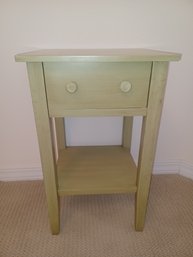 Woooden Green Washed End Table W Drawer