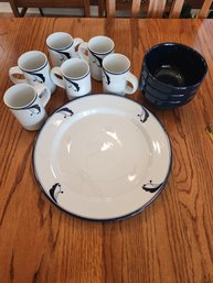 Dansk Fora 1 Large Plate, 6 Coffee Cups And 3 Martha Stewart Bowls