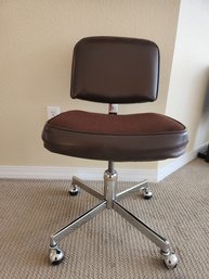 Vintage Brown Vinyl Cloth On Seat Industrial Office Chair