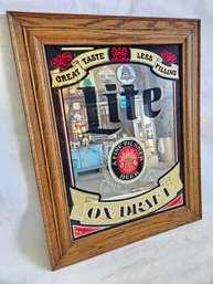 Miller Light Advertising Mirror Framed Bar Sign