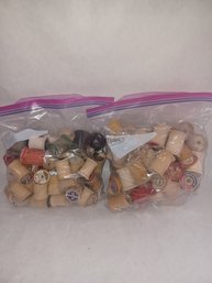 Wooden Thread Spools X2 Large Zip Lock Bags