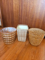 3 Small Wicker Waste Baskets