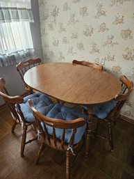 Solid Wood Kitchen Table With 5 Chairs Set
