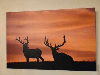 Elk Sunset Canvas Board Artwork 24'x16'