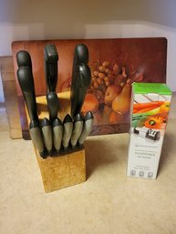 5 Cutting Boards With A Knife Set And Knives Sharpener