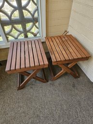 2 Wooden Folding Side Tables