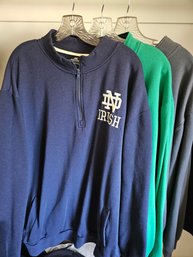 3 Notre Dame Half-zip Sweatshirts Men's Size 3XL