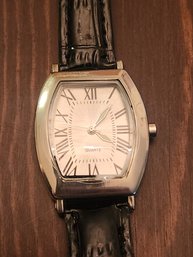 Vintage SKC Black Watch W/Faux Leather Strap