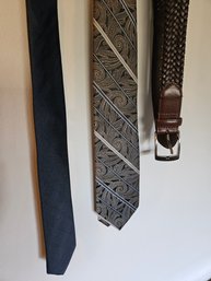 2 Men's Ties And A Leather Belt