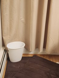 Tan Shower Curtain Small Trash Can In Two Brown Rugs