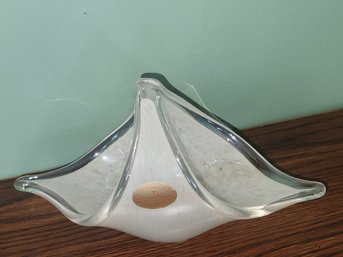 Murano White & Clear Glass Basket