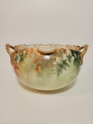 Belleek Vintage Willets Hand Painted Bowl GoldTrim