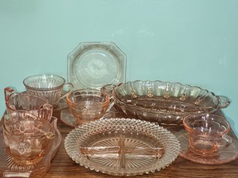 Pink Depression Glassware Set 12 Pieces