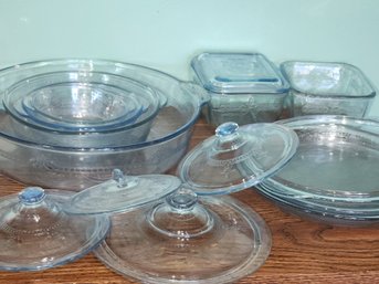 Ire King Clear Etched Glass Mixed Lot Of Dishes 15 Pieces