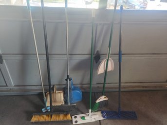 Misc Brooms, Dust Pans, Small Rake, 2 Mop Arms