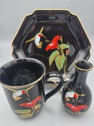 Vintage Otagiri Japan Asian Hummingbird Set