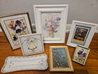 6 Framed Pictures And Jewelry Tray