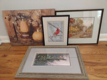 4 Assorted Seasonal Paintings And Photographs